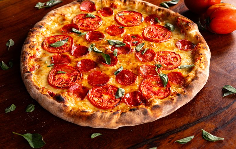 Spicy Pepperoni pizza fresh from the oven