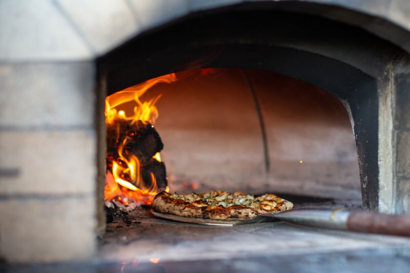 Truffle mushroom pizza with artisan crust